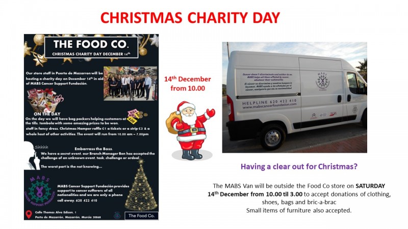 <span style='color:#780948'>ARCHIVED</span> - Saturday 14th December MABS Charity day at the Food Co. in Puerto de Mazarrón