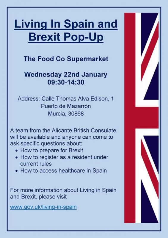 <span style='color:#780948'>ARCHIVED</span> - 22nd January British Consul in the Puerto de Mazarron to answer Brexit queries