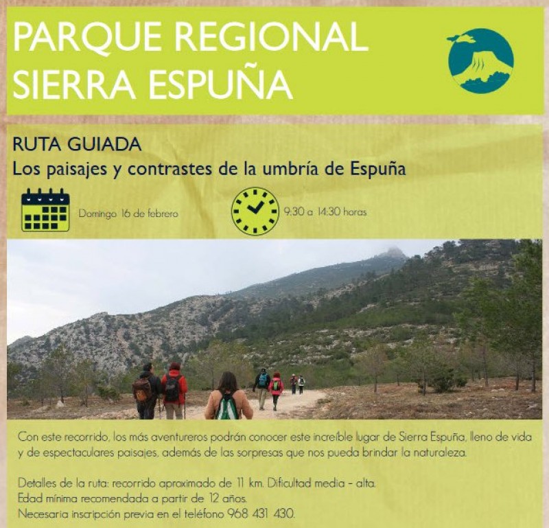 <span style='color:#780948'>ARCHIVED</span> - Sunday 16th February Free 11km guided walking route in the Sierra Espuña regional park