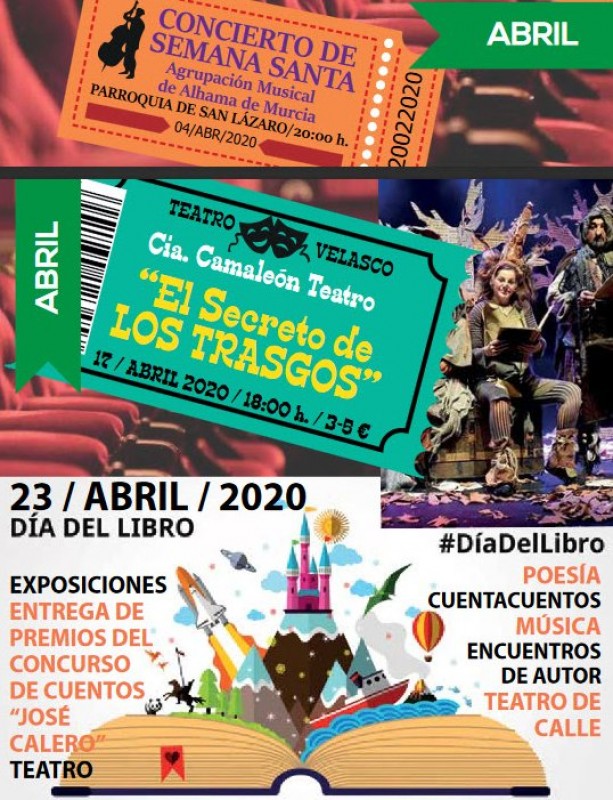 <span style='color:#780948'>ARCHIVED</span> - Cultural programme for April 2020 in Alhama de Murcia