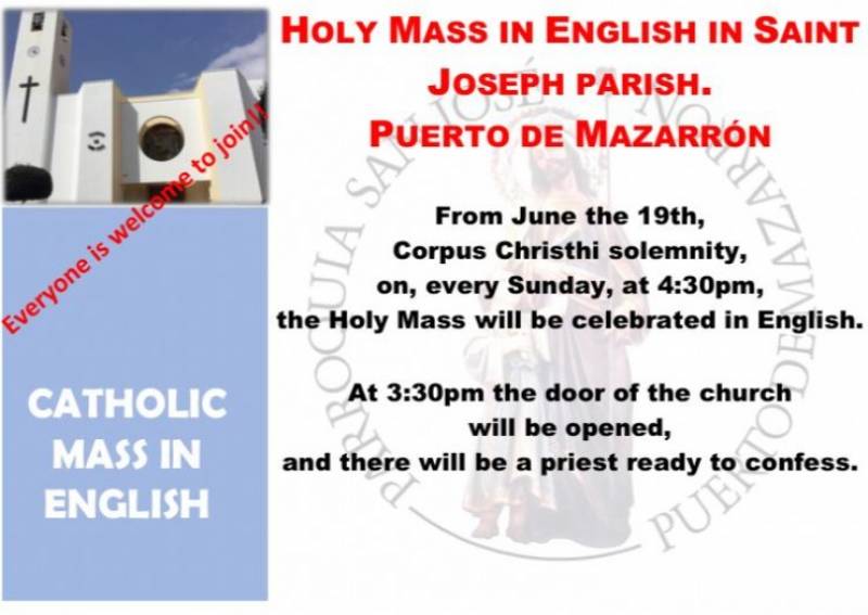 Catholic Mass in English in the Parish Church of San Jose in Puerto de Mazarron