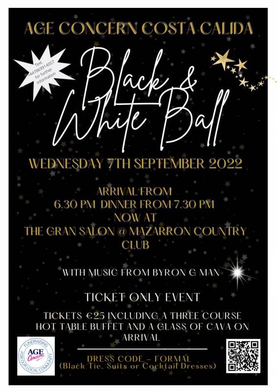 <span style='color:#780948'>ARCHIVED</span> - September 7 Age Concern’s Famous Black and White Ball in Puerto de Mazarron
