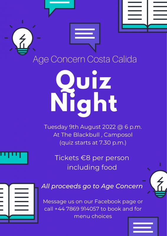 <span style='color:#780948'>ARCHIVED</span> - August 9 Age Concern Quiz Night at the Black Bull in Camposol