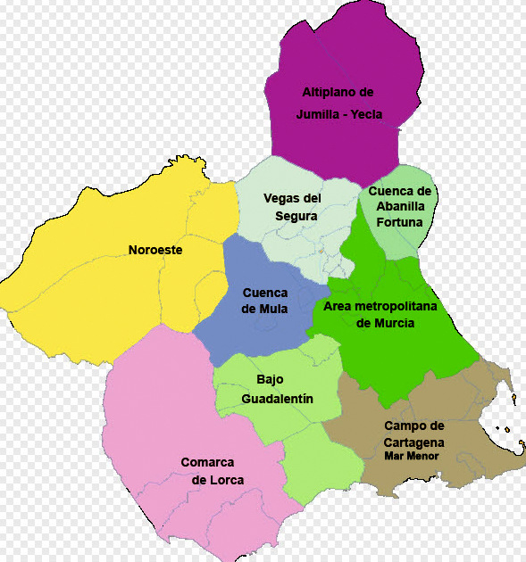 mapa region de murcia comarcas Murcia Today Comarcas Of The Region De Murcia mapa region de murcia comarcas