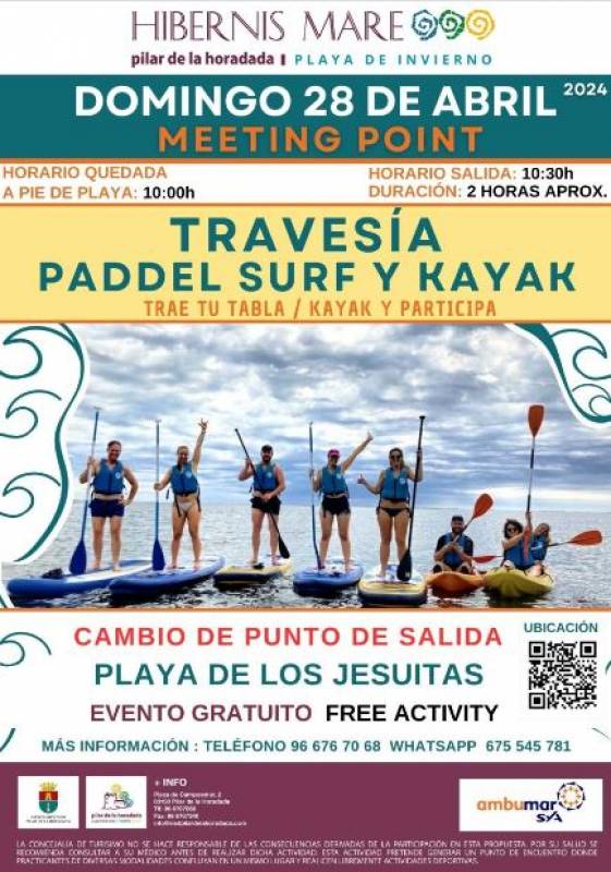 April 28 Free paddle surf session in Pilar de la Horadada