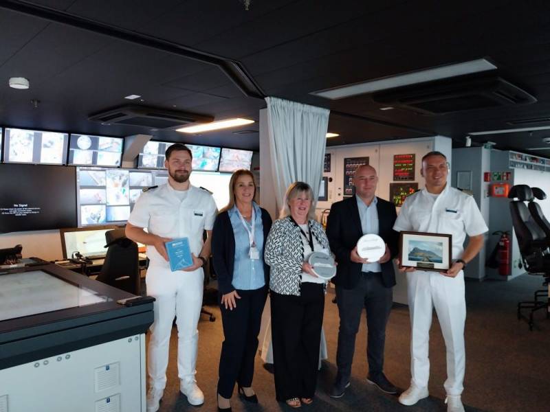 Mein Schiff 7 cruise ship is welcomed on its inaugural cruise call to Gibraltar