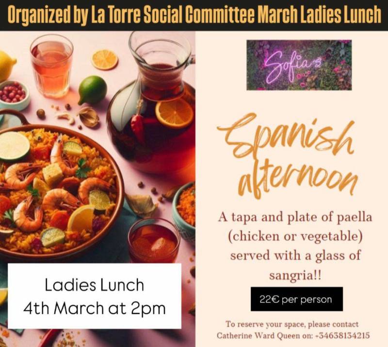 March 4 Spanish Afternoon Ladies' Lunch at La Torre Golf Resort