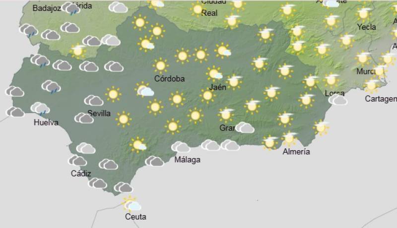 Andalucía weekend weather forecast February 21-23: A cloudy and damp start, clearing up by Sunday