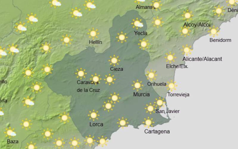 Up to 24 degrees in Murcia again this bank holiday weekend: Weather forecast December 4-8