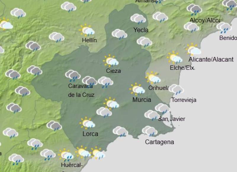 Rain all weekend long: Murcia weather forecast December 11-14