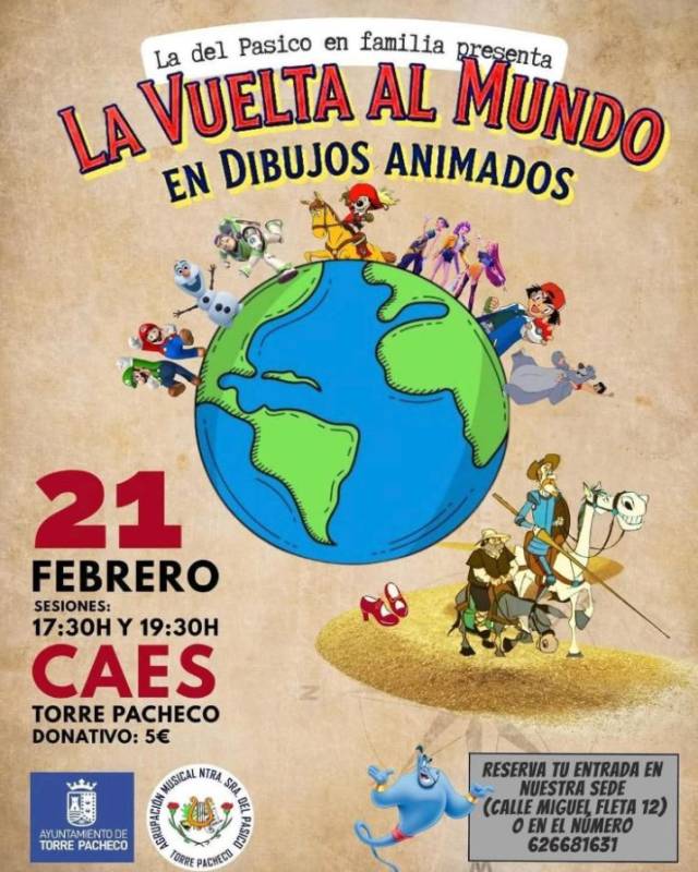 February 21 Around the World in Cartoons, a children’s concert in Torre Pacheco