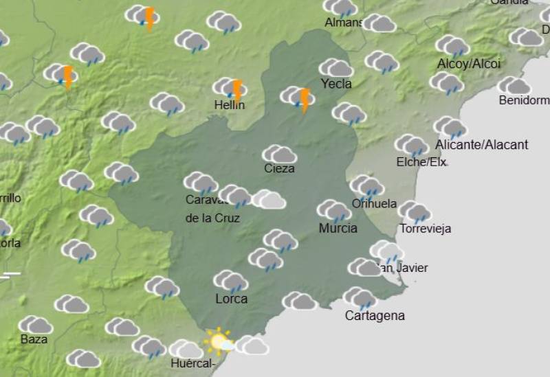 Temperatures in freefall as rain returns: Murcia weekend weather forecast April 23-26
