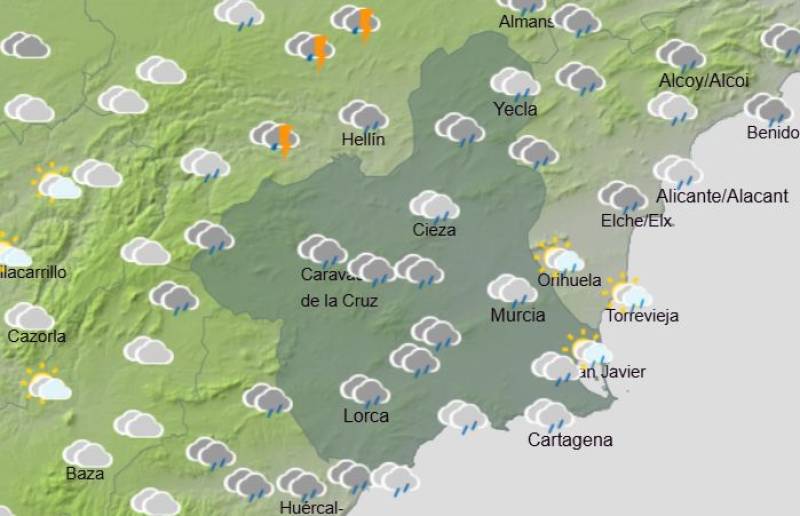 It's a washout of a long weekend: Rain forecast in Murcia April 30-May 3