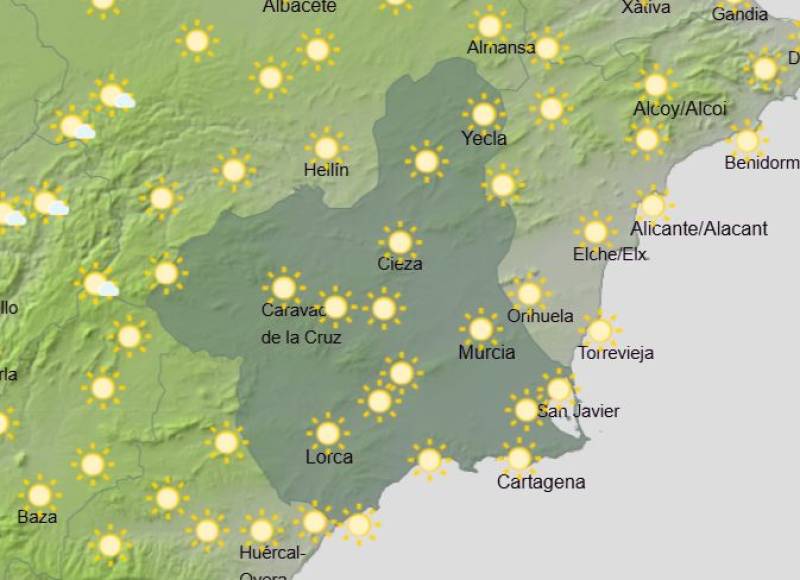 Murcia weekend weather forecast July 2-5