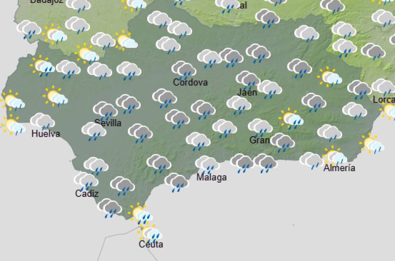 Andalucía weekly weather forecast October 5-8: Rain continues with showers and storms on the Atlantic coast
