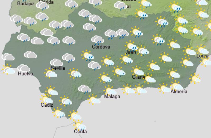 Andalucía weekly weather forecast October 5-8: Rain continues with showers and storms on the Atlantic coast