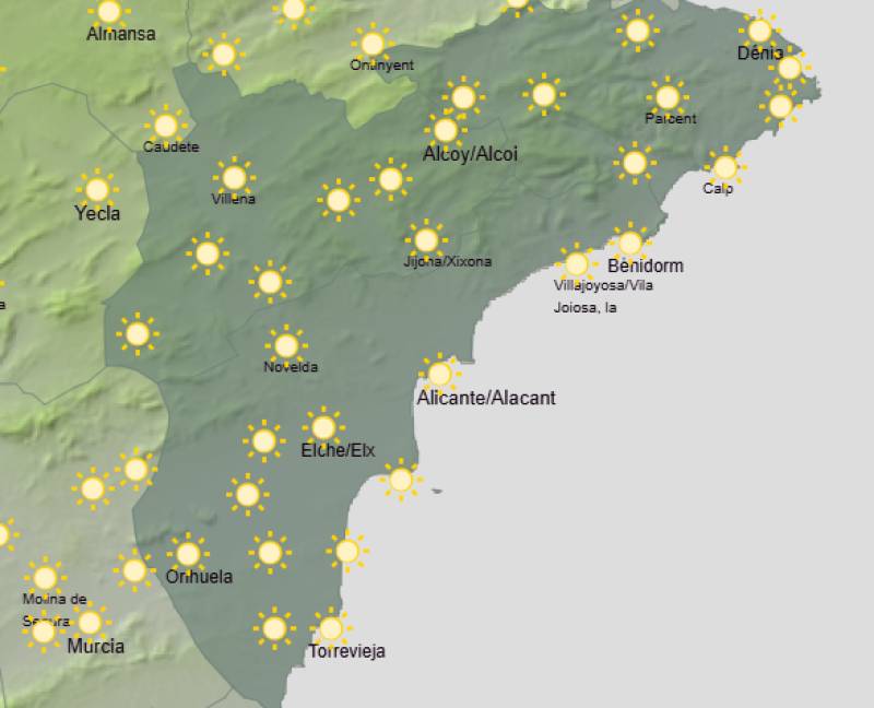 Mild start, wetter finish: Alicante weather forecast October 12-15